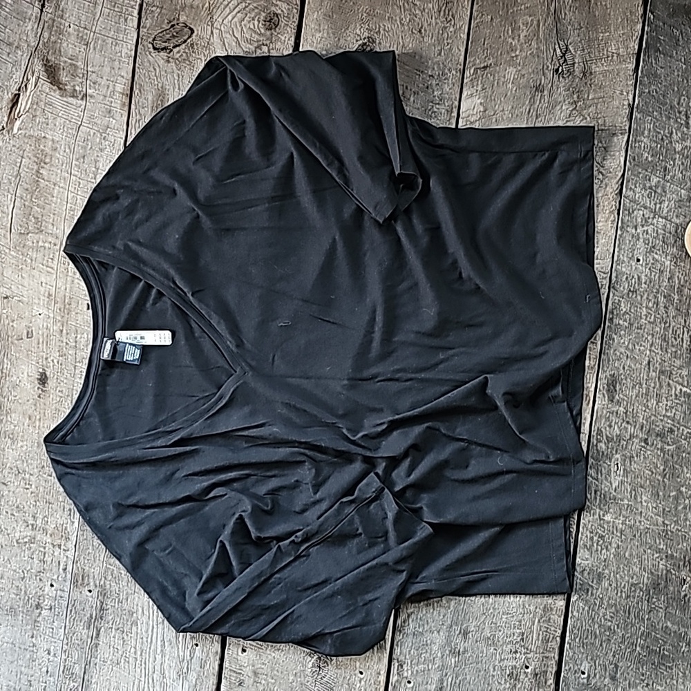 Victoria Secret Black Flowy Boxy Batwing sleeve V neck Tee